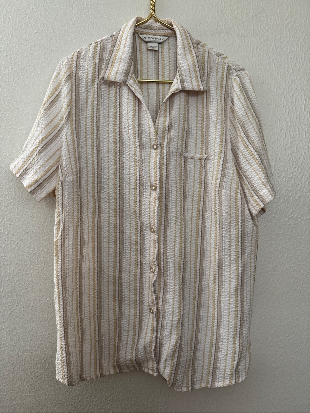 Allison Daley Tan Beige Button Down Shirt Size 16